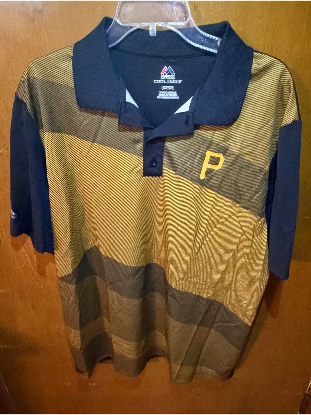 Majestic Men's Black and Gold Pittsburgh P Polo Shirt